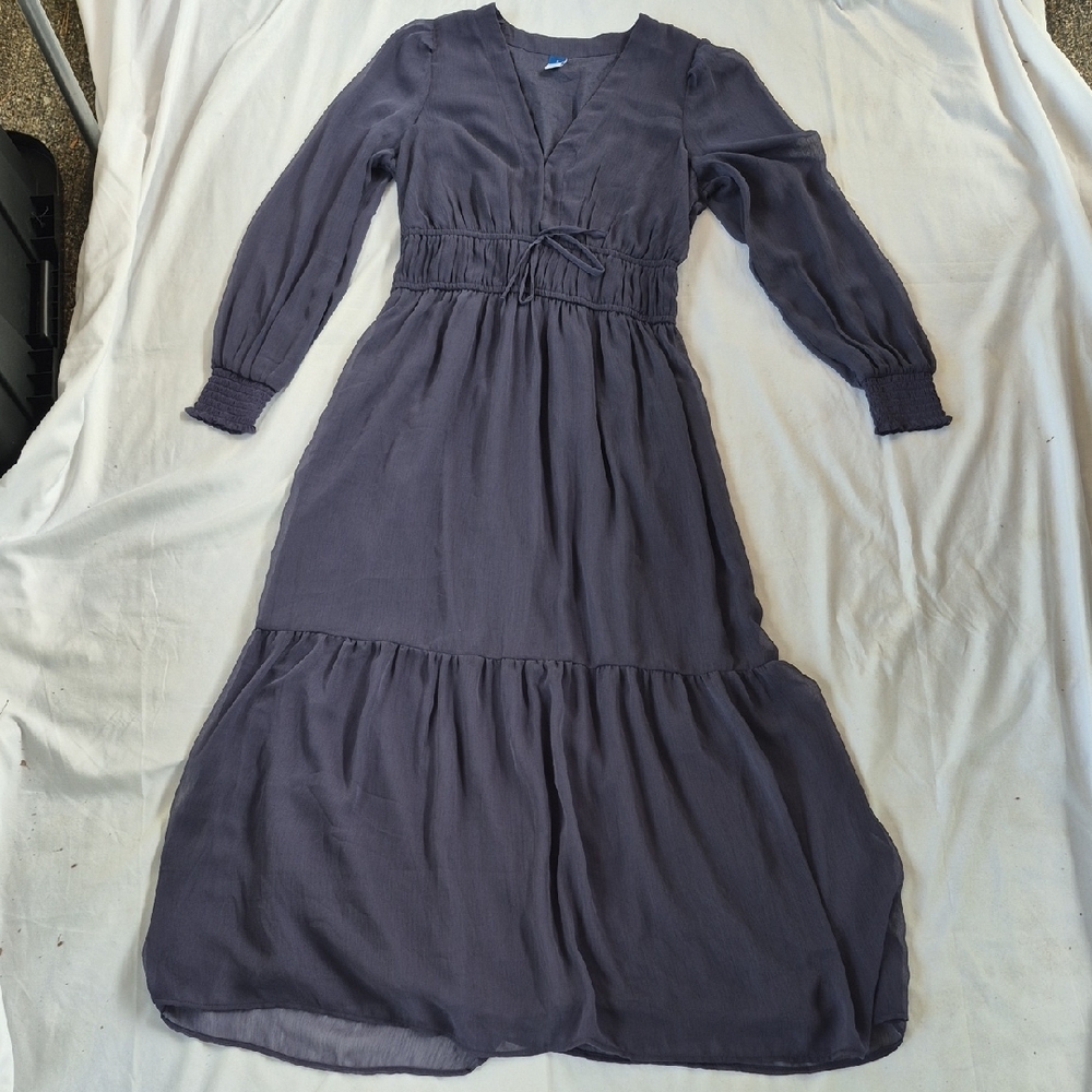 Elegant Navy Long Sleeve Dress
